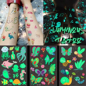 Aydınlık Cadılar Bayramı Su Geçirmez Geçici Dövme Etiket Kelebek Arı Yusufçuk Karikatür Sahte Dövme Çocuk Cadılar Bayramı Partisi Dekoru