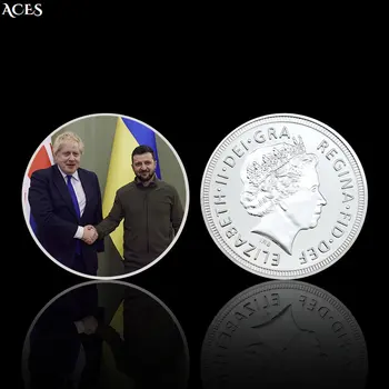 Zelensky Gümüş paralar hatıra paraları İngiltere Başbakanı ve Ukrayna Cumhurbaşkanı Sikke Tahsil Sikke Tutucu Hediye