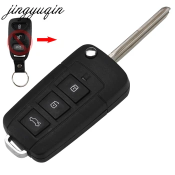 jingyuqin 3 + 1 Düğme Modifiye Katlanabilir Uzaktan Anahtar Kabuk Hyundai için Kia İçin Elantra Sonata Genesis Araba Anahtarı Durum Fob Kapak
