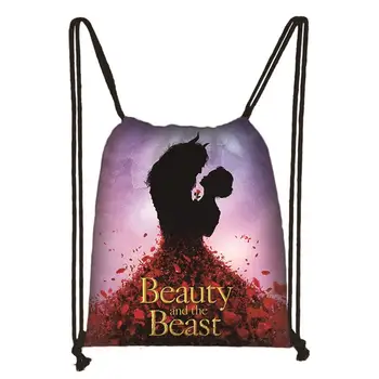 Moda Disney Güzellik ve Beast İpli Çanta Erkek Kız Saklama Torbaları Genç Rahat Sırt Çantası Seyahat Plaj Çantaları Hediye