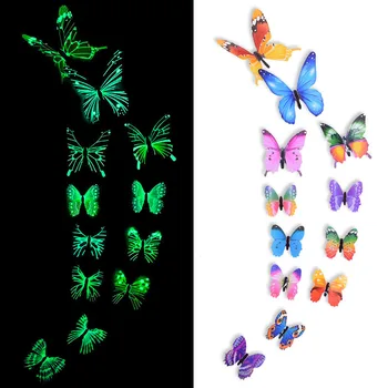 24 adet Aydınlık Kelebekler Duvar Sticker Güzel Renkli Kelebek Karanlıkta Parlayan Çocuk Odaları İçin Ev Dekoratif Çıkartmaları