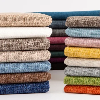 150 Cm Geniş Ev Tekstili Pamuk Keten Tarzı Kanepe Kumaş Düz Renk Kalınlaşmış Keten Kaba Kumaş DIY Masa Örtüsü Kumaş 400 G / M