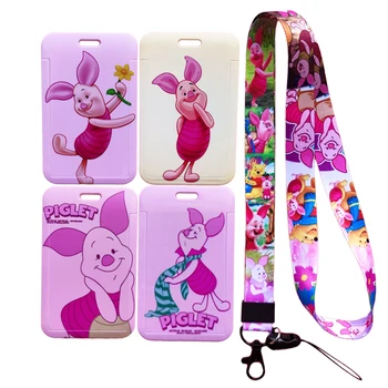 Disney Piglet Kızlar Bayanlar İsim Kartı Kapağı Kampüs Kart Asılı Çanta kart tutucu Kordon KİMLİK Kartı damla nakliye