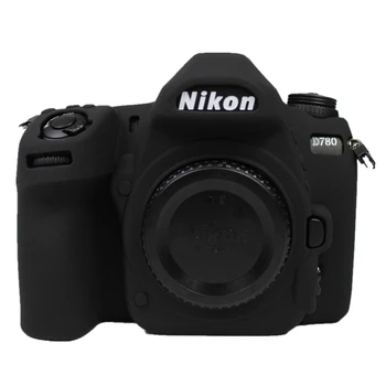 Nikon D780 Silikon kamera kılıfı Yüksek Dereceli Litchi Doku Yüzey silikon kılıf Nikon D780 Siyah Kapak