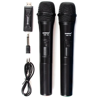 Zansong Uhf Usb 3.5 Mm Kablosuz Mikrofon Megafon El Mikrofon Alıcısı Karaoke Konuşma Hoparlör V20