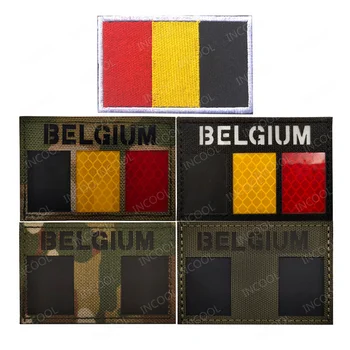 Kızılötesi IR Yansıtıcı Belçika Bayrağı Yamalar Taktik Askeri Yama Kol Bandı Nakış Bayrakları Rozetleri Giyim Kap Ceket Çanta