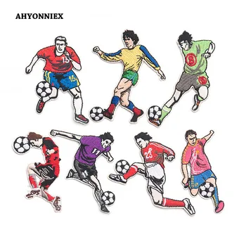 AHYONNIEX 1 adet Demir On Nakış Yama DIY Giyim Etiket Futbolcu Spor Yamalar Ceket Çanta ve Ayakkabı Aksesuarları