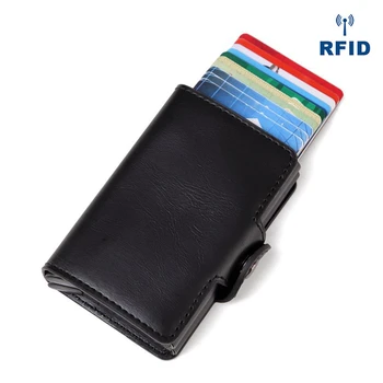 Pu Deri 2020 Yeni Erkek kredi kart tutucu s İş KİMLİK Kartı Durumda Moda Otomatik RFID kart tutucu Alüminyum Banka Kartı Cüzdan