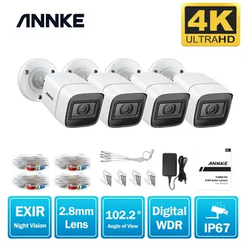 ANNKE 8MP 4X 8X FHD CCTV TVI Güvenlik Kamera 4K Açık su geçirmez kurşun gözetim kameraları EXIR Gece Görüş E-posta Uyarısı Kiti
