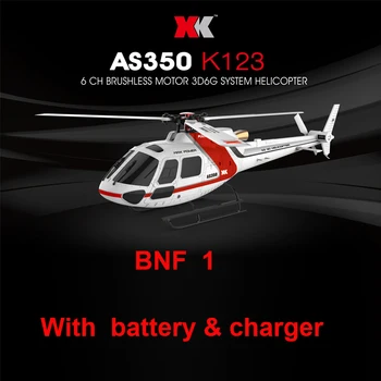 (2 Pil ile) XK K123 BNF 6CH Fırçasız AS350 3D6G RC Helikopter (Tramsmitter Olmadan) (Pil Ve Şarj Cihazı İle )