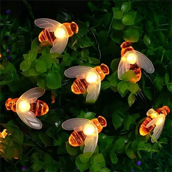 Sevimli Bal Arısı Dize Peri İşıklar Garland Yılbaşı Ağacı Süsleri Açık Peri Bahçe veranda ışık Düğün Sokak Lambası Dekor