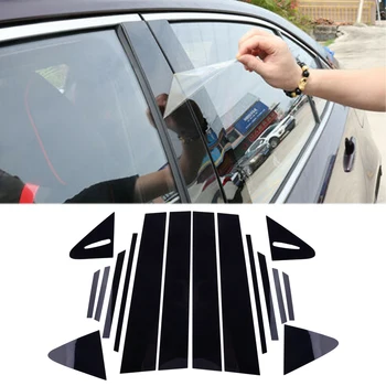 16 Adet / takım Araba Siyah Kapı Pencere B Pillar Sonrası Kapak Trim Sticker Toyota Corolla Altis 2019 için Fit 2020 2021