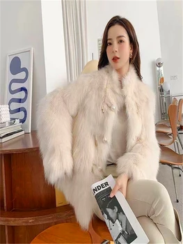 Kadın Kışlık Mont 2023 Yeni Autumnİmitation Tilki Kürk Ceket Genç Bayanlar İnci Kürk Ceket Kadın İnce Moda Sıcak Hırka Ceket
