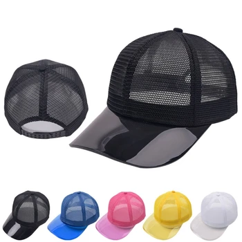 Unisex Düz Tam Örgü beyzbol şapkası Düz Renk Şeffaf Vizör Güneş Koruma Yaz Hip Hop Ayarlanabilir Snapback şoför şapkası
