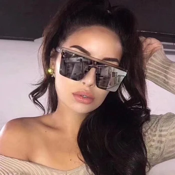 Yeni Kare Güneş Gözlüğü Kadın Vintage Marka Tasarımcısı Ayna güneş gözlüğü Kadın Moda Degrade Açık Büyük Çerçeve Oculos De Sol