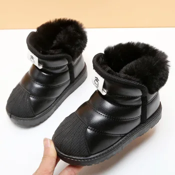 Açık Su Geçirmez Çocuk Kar Botları Kalınlaşmak Peluş Yumuşak Alt pamuklu ayakkabılar için Bebek Kız Erkek Kış sıcak gündelik ayakkabı 22-32