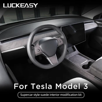 Tesla Modeli 3 Model Y 2017-2020 İç Malzemeleri Kapı Kol Dayama Merkezi Kontrol Cihazı Süet Süet Anti-Kirli Ped Araba İçin