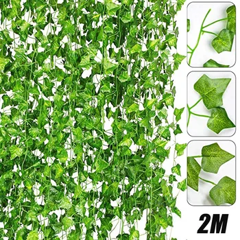 2.3 Metre Yapay sarmaşık yaprağı Garland Bitki Sahte Yeşillik Sarmaşık Yeşil Duvar Tırmanma Sarmaşıklar Yeşil Yaprak Sarmaşık Çelenk Ev Dekorasyon