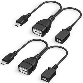 (2 Paket) 2 in 1 OTG Kablo TV çubuk mini PC Güç Kablosu ile USB Tip A Dişi mikro usb Erkek ve Dişi De Uyumlu