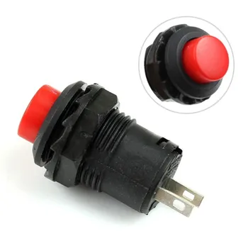 10 adet / grup Anlık Düğme DS-228 12mm Yuvarlak Plastik basmalı anahtar Kırmızı renk 3A 125VAC 1.5 A 20VAC DS228