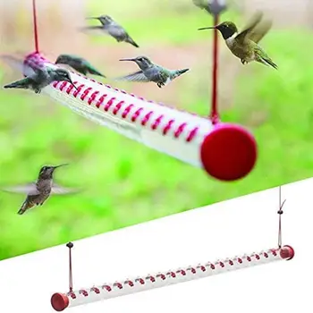 Asılı Uzun Tüp Kuş Besleyici 360 Derece Rotasyon Hummingbird Besleyici Delikli Besleme Boruları bahçe aletleri