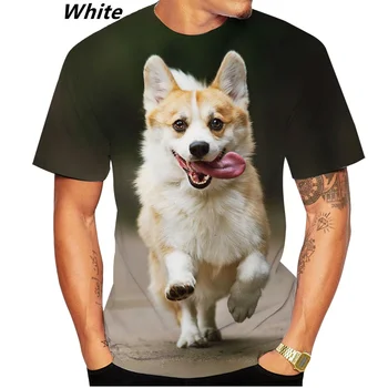 Mens ve Womens Casual Kısa Kollu Kişilik T - shirt Yeni Tasarım Sevimli Pet Köpek Corgi 3D Baskı T-shirt Komik Şık