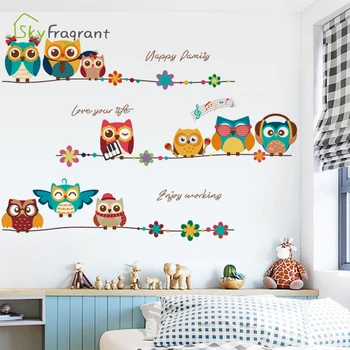 Karikatür Sevimli Hayvanlar Baykuş duvar çıkartmaları Çocuk Odaları İçin Çocuk Yatak Odası Erkek Bebek oda duvar dekorasyonu Ev Dekor Sticker Duvar Sanatı