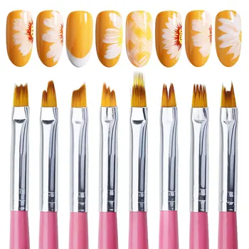NAILCO 8 adet / takım Çiçek Boyama Kalem Petal Fırça Şerit Akrilik cetvel kalemi Tasarım Manikür Araçları Nail Art UV Jel Oje