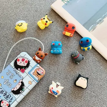 [TAKARA TOMY] Pokemon Sevimli Büyük Kafa USB kablosu Koruma Kollu Yaratıcı Bebek Silikon Karikatür Veri kablo tel Tutucu A22101506