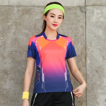 Kadın Tenis T-shirt Yeni 2022 Spor Eğitim Gömlek Hızlı Kuru Nefes Takım Spor Tees Ping Pong Formaları Badminton Gömlek