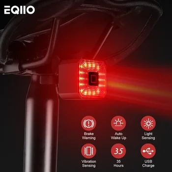 Eqııo bisiklet akıllı fren kuyruk ışık USB şarj emniyet arka ışık uyarı IPX4 su geçirmez ışık MTB lamba yol bisikleti aksesuarları