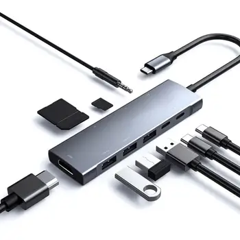 9 İn 1 Tip C HDMI uyumlu 4K USB-C 3.0 Adaptör macbook için Hub Samsung S20 Dex Huawei P30 Dock Xiaomi 10 Projektör TV