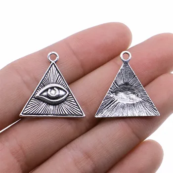 WYSIWYG 4 adet Horus Göz Üçgen Göz kolye uçları DIY Takı Yapımı Takı Bulma Antik Gümüş Renk 25x25mm
