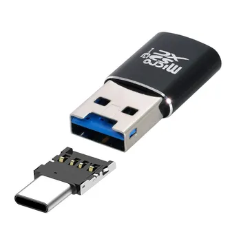 Jımıer USB 3.0 Mikro SD SDXC TF kart okuyucu ile Mikro Tip-C USB-C OTG Adaptörü için tablet telefon