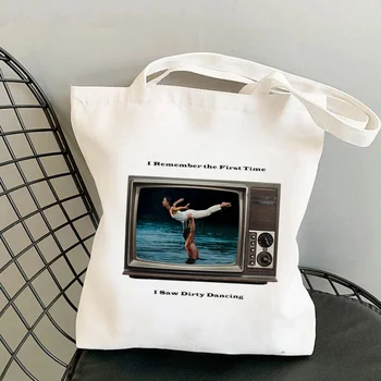 Alışveriş Kirli Dans Patrick Swayze Çantası Harajuku kadın alışveriş çantası Kanvas Alışveriş Çantası kız çanta Tote Çanta Omuz Bayan Çantası