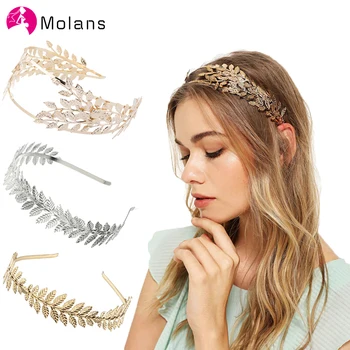Molans Barok Gelin Yapraklar Bantlar Çift Altın Yapraklar Hollow Hairbands Yeni Alaşım Kafa Bandı saç aksesuarları Kadınlar için Düğün