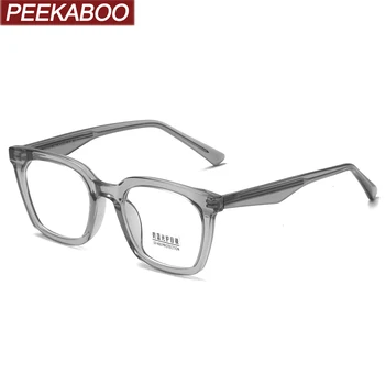 Peekaboo mavi ışık kare gözlük erkekler için TR90 yüksek kaliteli el yapımı bilgisayar moda gözlük çerçeveleri kadınlar şeffaf lens