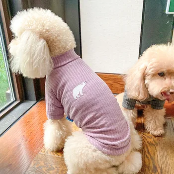Temel Koyu Renk Marka Yeni Kazak Pet Köpek T - Shirt Yüksek Boyunlu Sıcak Tutmak Bahar Güz Pet Giyim Elastik Giysi Kediler için