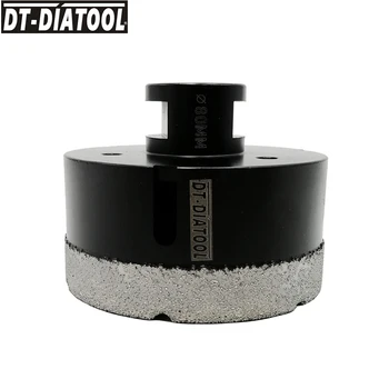 DT-DIATOOL Çapı 80mm M14 Konu Kuru Vakum Kaynaklı Elmas matkap uçları Granit Mermer Taş Delik Testere karot sondaj Bit