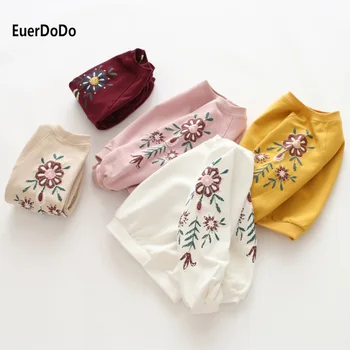 2020 Kızlar Hoodie Uzun Kollu T-Shirt Bluzlar Çocuk Bahar Sonbahar Tişörtü Giyim 2-12 Yıl Bebek Çiçek Kazak Tops