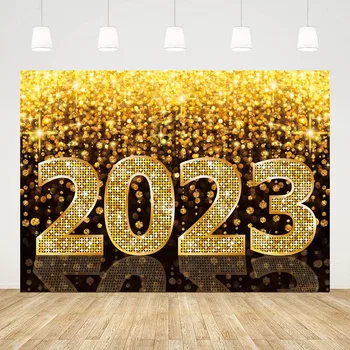 Mehofond 2023 Yeni Yıl Tema Fotoğraf Backdrop Siyah Altın Bokeh Glitter Aile Partisi Dekor Arka Plan Fotoğraf Stüdyosu Photozone