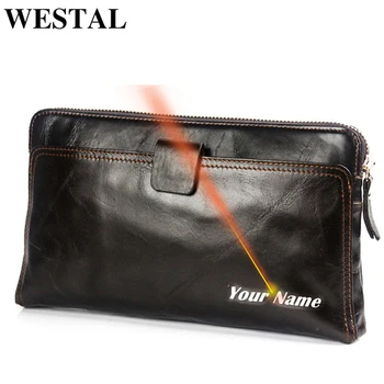 WESTAL erkek Cüzdan Hakiki Deri el çantası erkek Çanta deri cüzdan Kredi Kartı Telefon Cüzdan Pasaport bozuk para çantaları
