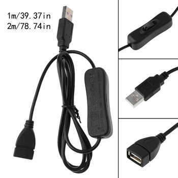 Data Sync USB 2.0 Genişletici Kablosu USB Uzatma Kablosu için ON OFF Anahtarı İle PC USB Fan LED Lamba USB şarj aleti Ahududu Pi 1m / 2m / 3m