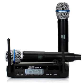GLXD4 UHF Kablosuz Mikrofon Profesyonel BETA87A BETA 87A El Kablosuz Mikrofon Sistemi 600-650Mhz Frekans Ayarlanabilir