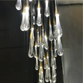 Yeni LED avize dekorasyon lamba basit aydınlatma armatürleri lüks kristal uzun avize otel büyük avize avize