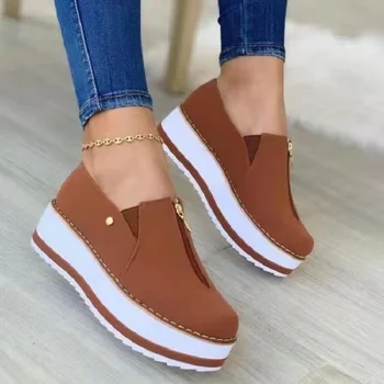 2022 Kadın Takozlar Platformu Sneakers Vulkanize Kadın Yaz dantel-up spor ayakkabılar Bayanlar Konfor rahat ayakkabılar Zapatillas De Mujer