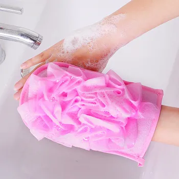 Duş Eldivenleri Peeling Sökücü El Vücut Temizleme Fırçası Sünger Banyo Masaj Scrubber Havlu Duş Çift Taraflı