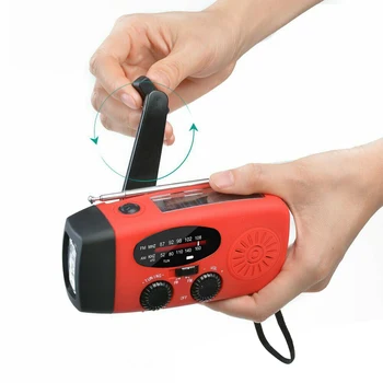 Taşınabilir Radyo El Krank Güneş USB El radyosu Güneş Krank AM / FM / NOAA Hava Radyo acil durum ışığı Meşale Güç Bankası