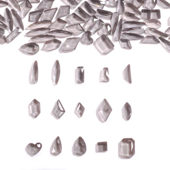 Gri Kristal Tırnak Sanat suni elmas cam Çok Şekil 3D Çivi Takı 50 adet/torba Manikür Dekorasyon DIY
