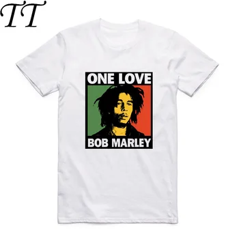 Asya Boyutu Erkek Kadın Baskı Bob Marley Moda T-shirt O-Boyun Kısa Kollu Jamaika şarkıcı Reggae Rastafari T-shirt HCP4118